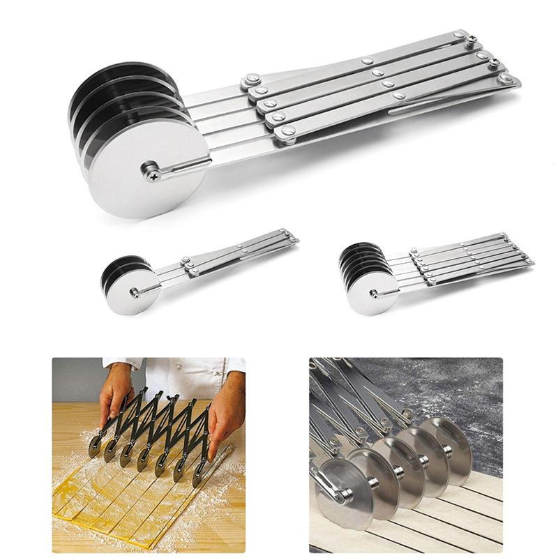 Stainless Steel Dough Divider 3/5/7 Wheel Cutter Flexible Roller Blade Dough Knife Noodle Pizza Pastry Peeler Baking Pan Tool