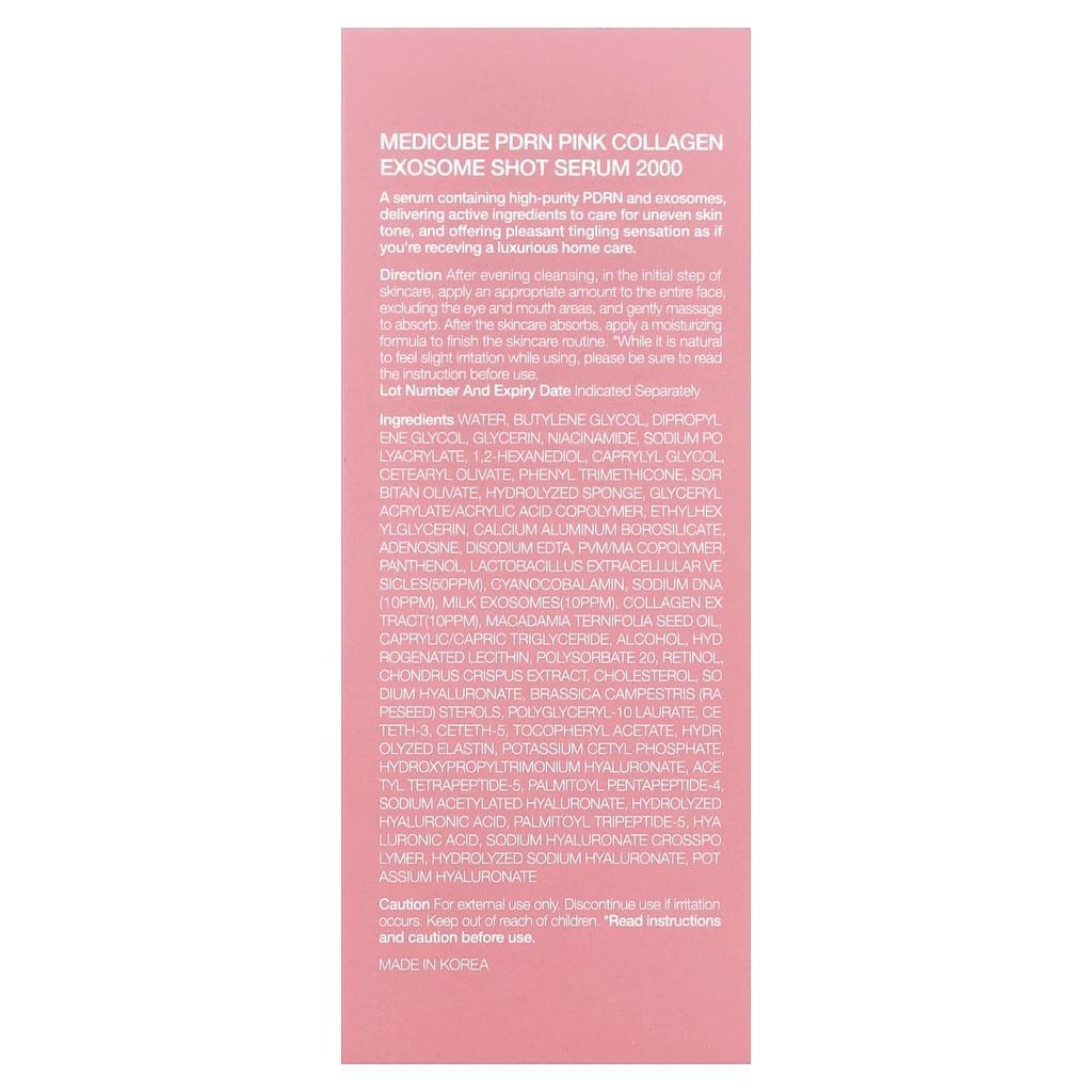Medicube, PDRN Pink Collagen Exosome Shot Serum 2000, 30ml (1.01 fl oz)