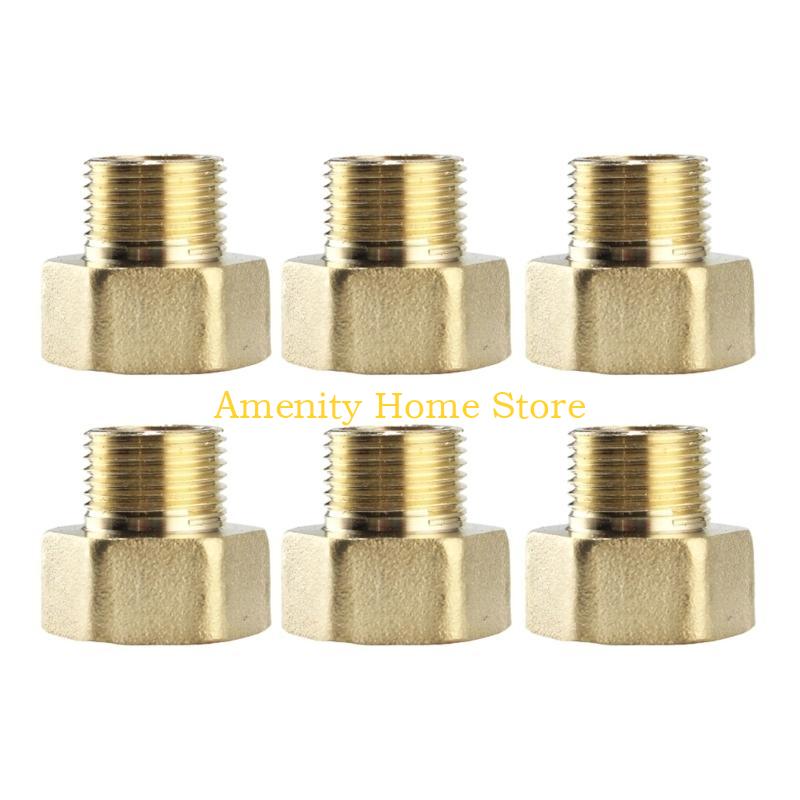 F26C Threaded Adapters Brass Hose Connectors 6pcs/set for Plumbing and Irrigation