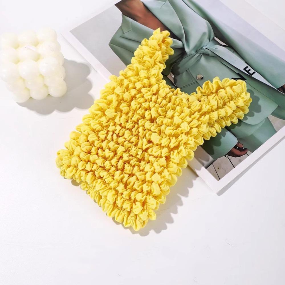 Large Capacity Pleated Flexible Handbag Shopping Bag Stretch Puff Bag Foldable Storage Bag  Travel