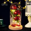 Konservierte Rose in Glaskuppel, LED-Beleuchtung, ewige Blume, romantische Forever-Rose, Geschenk für Frauen, Valentinstag, Muttertag