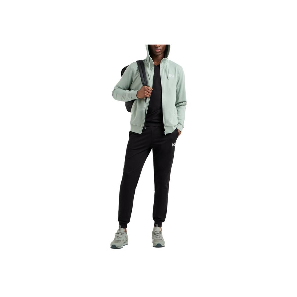 Emporio Armani EA7 Logo Print Zip Cotton Sports Hoodie Set Men hoodies Green 8NPV63-PJVRZ-M7003