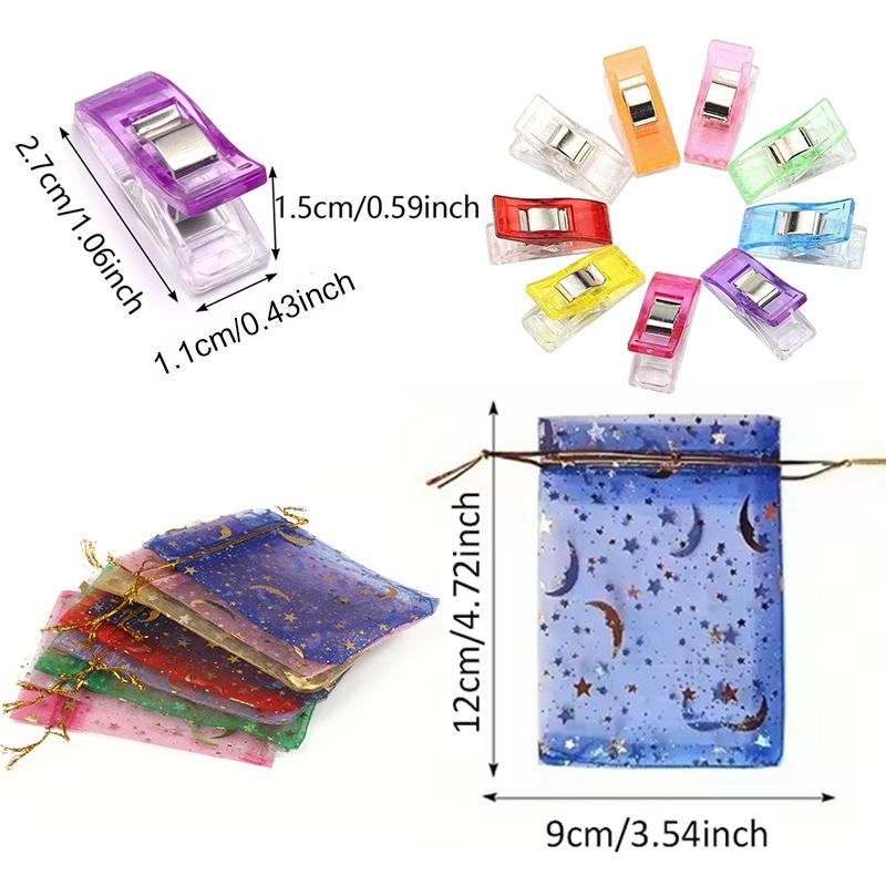 20 Stück Mehrfarbige Kunststoff DIY Bastel-Quilting-Bindeklammern Geeignet für Häkeln Stricken Schreibtisch Papier Akten Sortierklammern ZYF