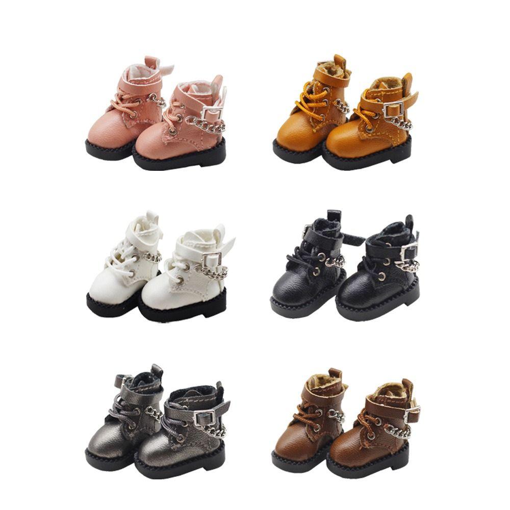 1 Pair PU Leather OB11 Doll Shoes Mini 1/12 Bjd Doll Shoes Lovely Bjd Doll Chain Shoes Molly