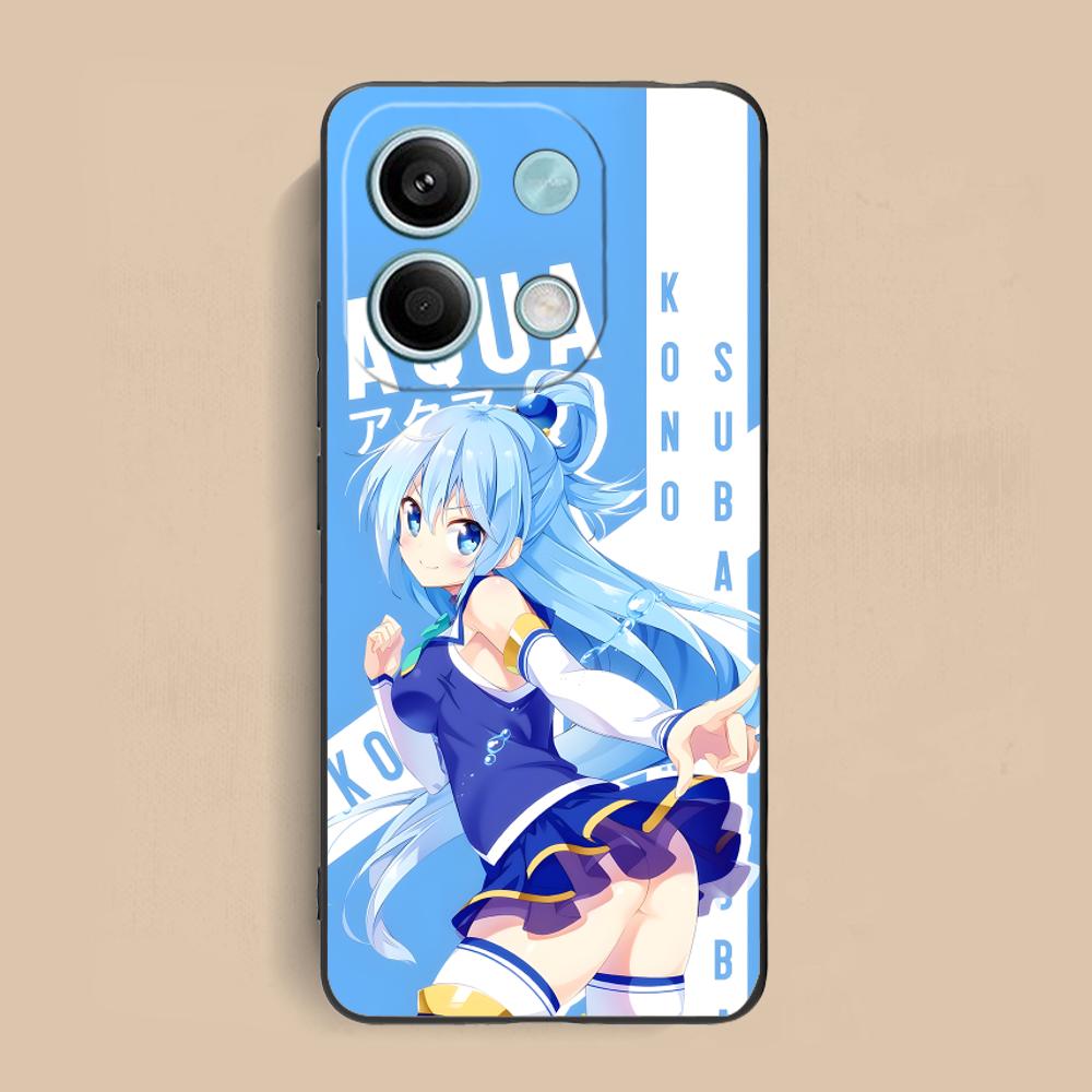 Konosuba Aqua Matte TPU Mobile Phone Case for Xiaomi Redmi 15 14 13 12 A5 3 2 1 C Plus 4G 5G Colorful Printing Cover