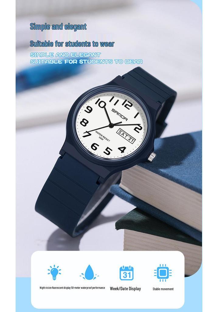 SANDA 6060 Double Calendar Quartz Unisex Watch - Creative Korean Design