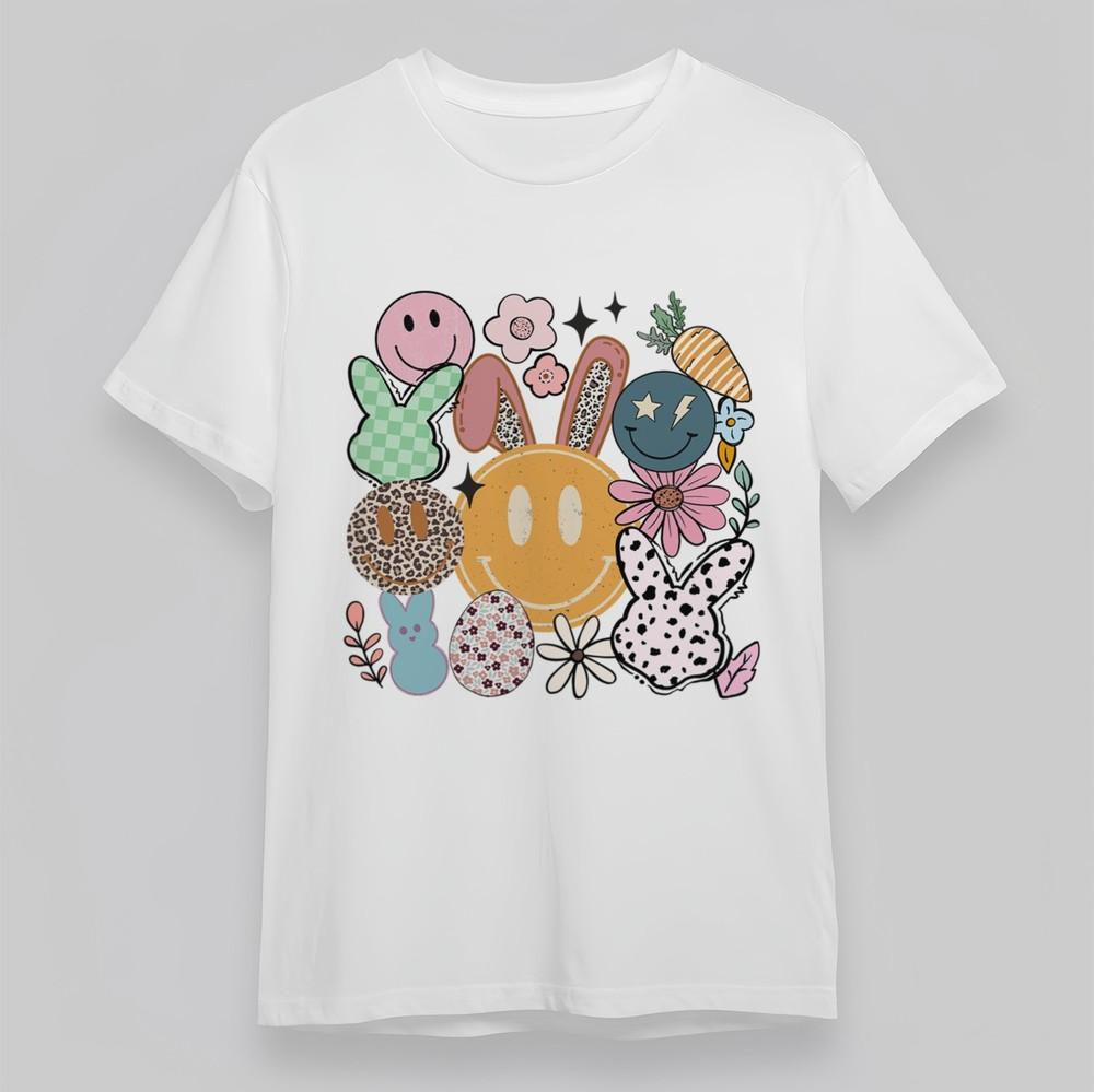 

Women s Oversize Soft Classic T- Shirt Happy Rabbit Carrot Pattern Colorful Tee XL