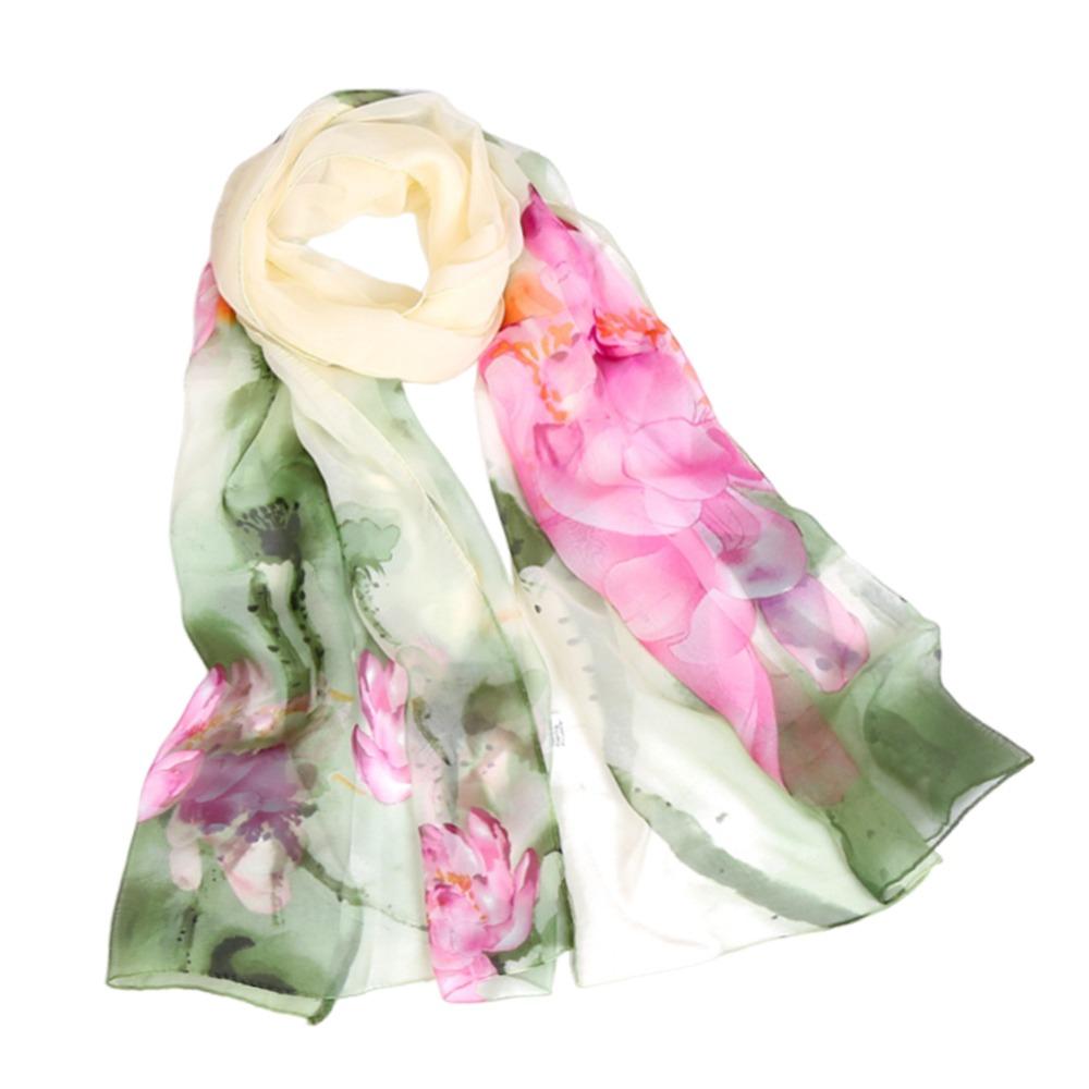 

Summer Embroidered Silk Scarf Sun-Resistant Smooth Beach Shawl Breathable Chiffon Long Wraps for Women