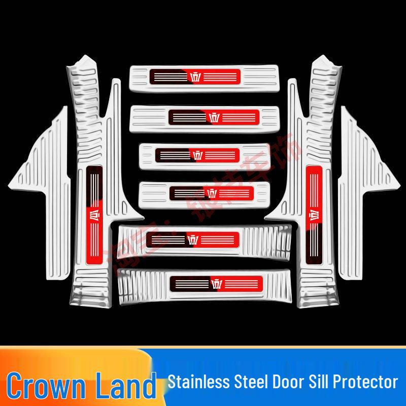 Toyota Crown Lu Fang Door Sill Strips & Trunk Protector Stainless Steel Modification Kit