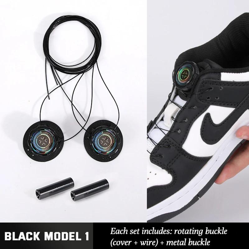 1Pair New Easy Fit Wire Swivel Buckle Elastic Laces Sneakers Automatic Shoelaces Without Ties Adults Kids Lazy No Tie Shoe Laces