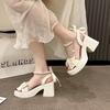Sandals for Women Summer 2025 New Fashionable and Versatile Pearl Toe French High Heels