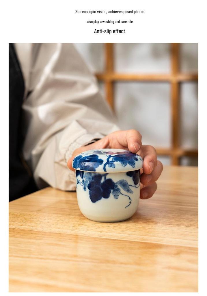 Indigo-Dyed Mino Ware Ceramic Grape Bowl & Plate Set