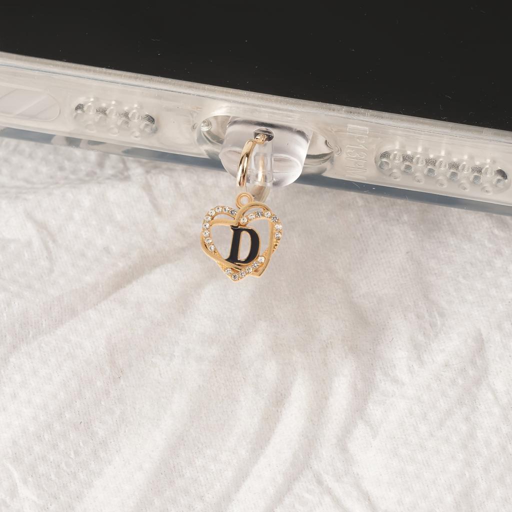 1 Exquisite Heart-Shaped Letter Phone Dust Plug, Dustproof, DIY Phone Decoration and Protection