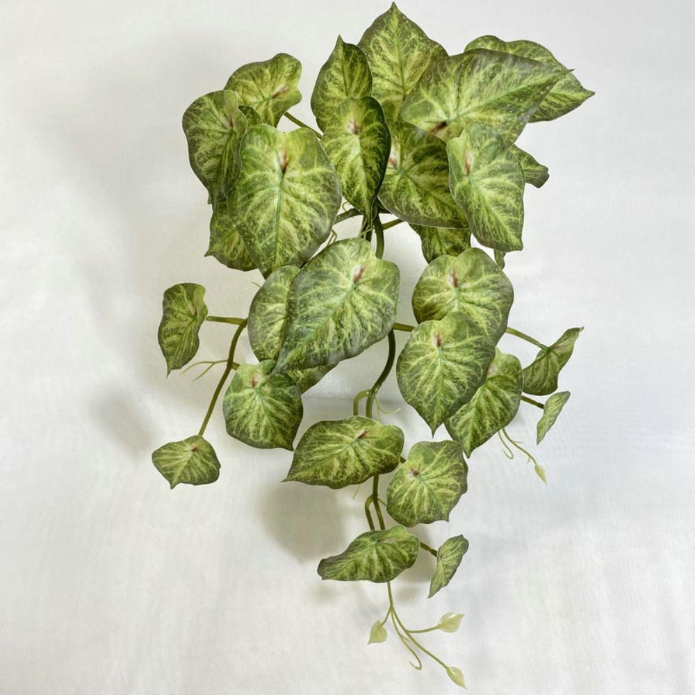 Real Touch Artificial Green Plant Leaves Plastic Fake Hanging Plants  Wedding Party Decor