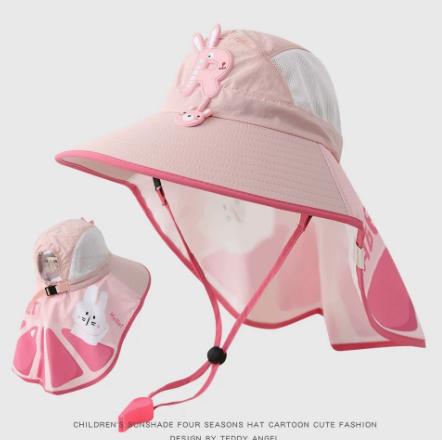 Girls Lightweight Sun Hat with Letter Print Neck Flap for Outdoor Play - One Size