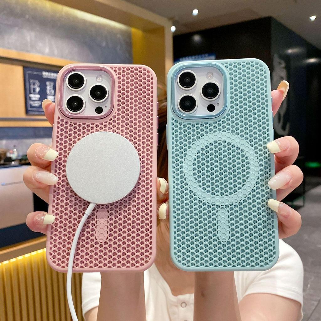 Honeycomb Heat Dissipation Magnetic Case for iPhone 15 Pro Max - Drop-Proof and Skin-Feel Protective