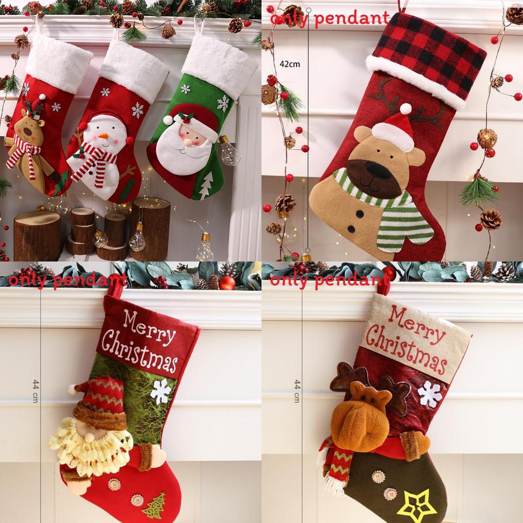 Cute Santa Claus Snowman Elk Socks Shaped Pendant For Holiday Decor