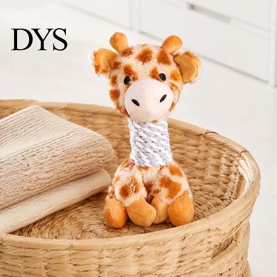 Interactive Tug of War Rope Stuffed Animal Dog Toy, Indestructible Giraffe Raccoon Squeaky Plush Toy Durable Companions with Rope, Soft Washable Chew