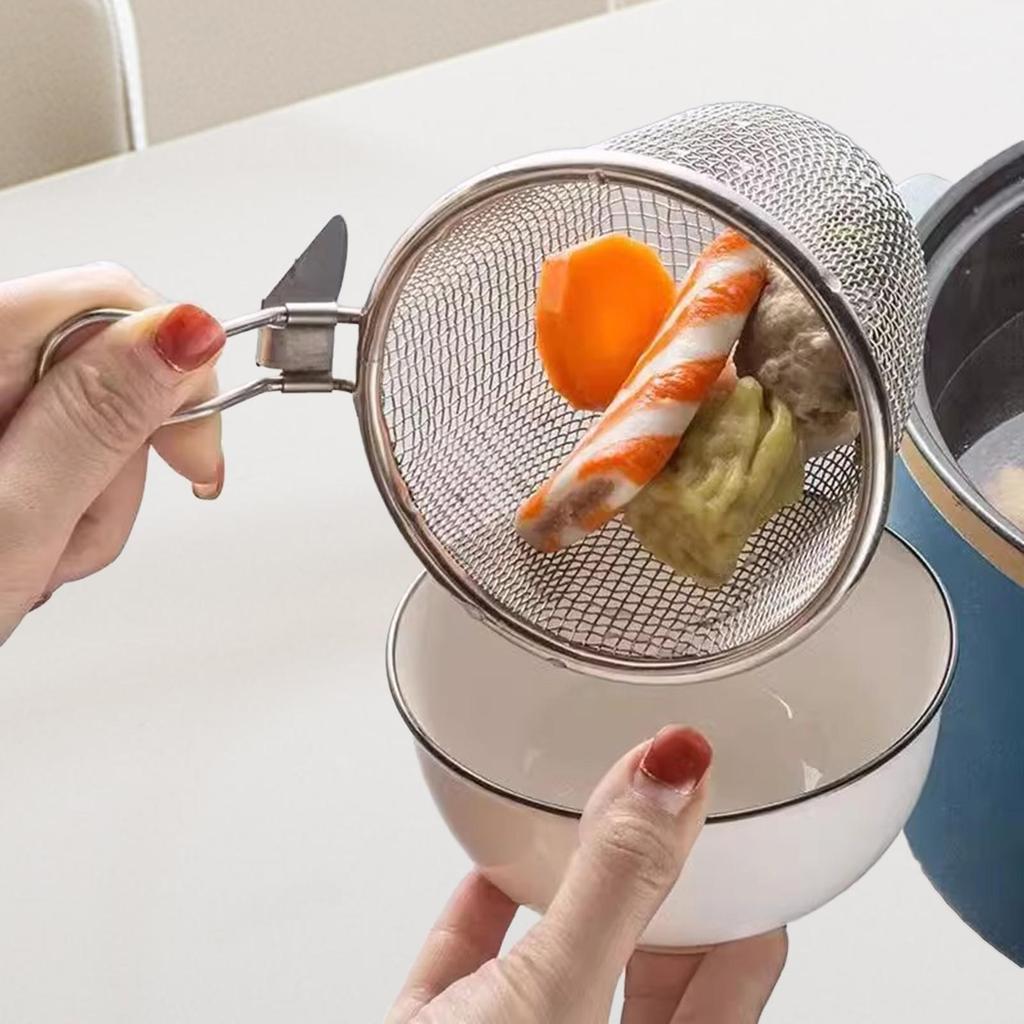 Mesh Strainer Stainless Steel Basket Spaghetti Strainer Spoon Noodle Strainer for Noodles Frying Pasta Camping Dumplings