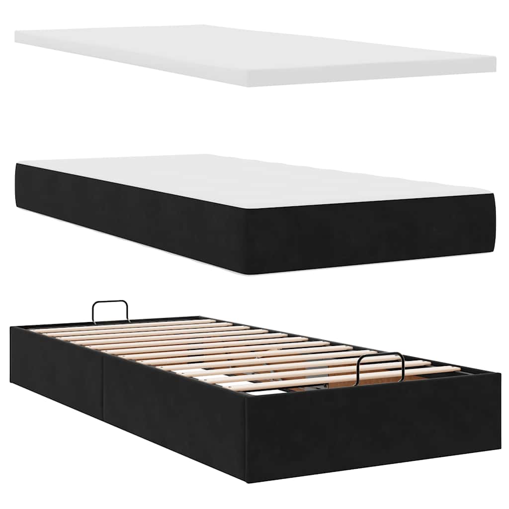 Vidaxl Struttura Letto Ottoman con Materasso, Nera, 80X200 Cm, Velluto