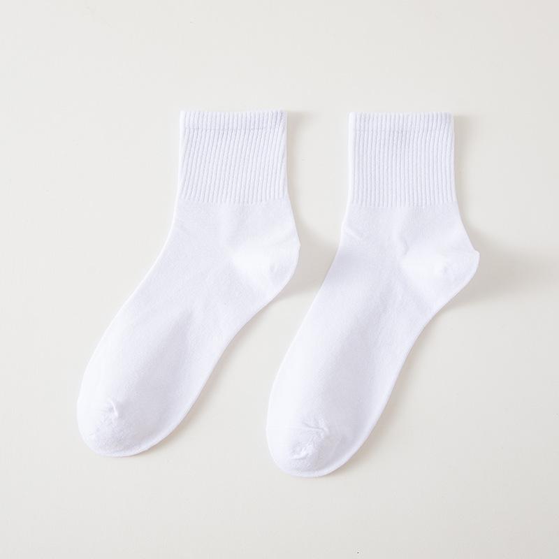 Unisex Mid-Tube Sports Socks - Black, White, Gray, Soft Cotton, Simple Design