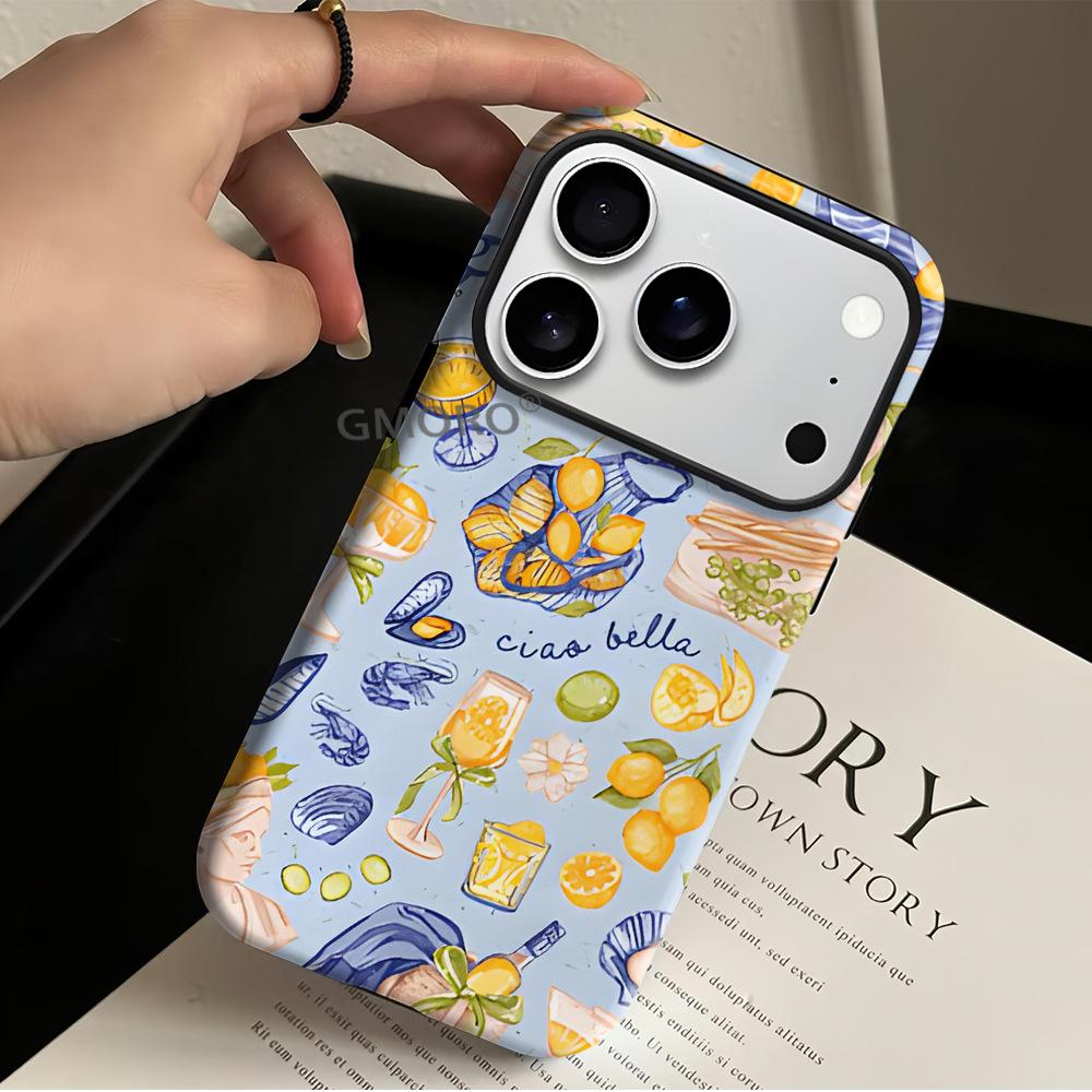 Amazon's Popular Full-screen Lemon Mobile Phone Case, Apple 17 Two-in-one Film, iPhone16 All-inclusive Matte Hard Case.