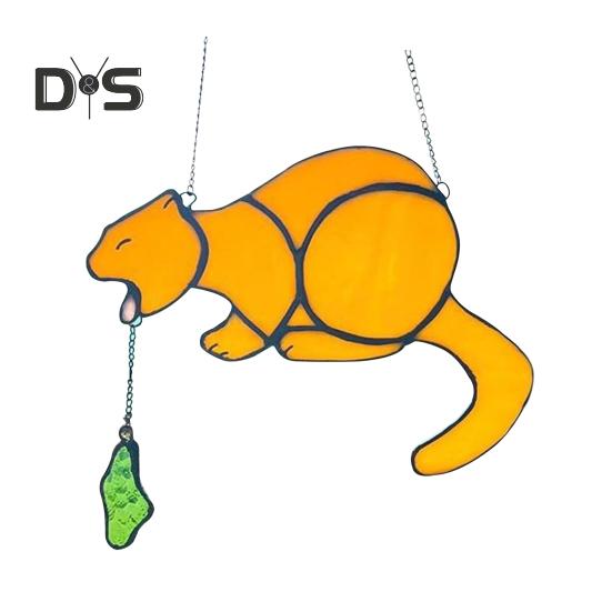 

Акриловый кулон «Рвота кота», украшение для салона автомобиля, зеркала заднего вида, дома, двери, окна, подвесной знак «Рвота кота», подарок для любителей кошек жёлтый