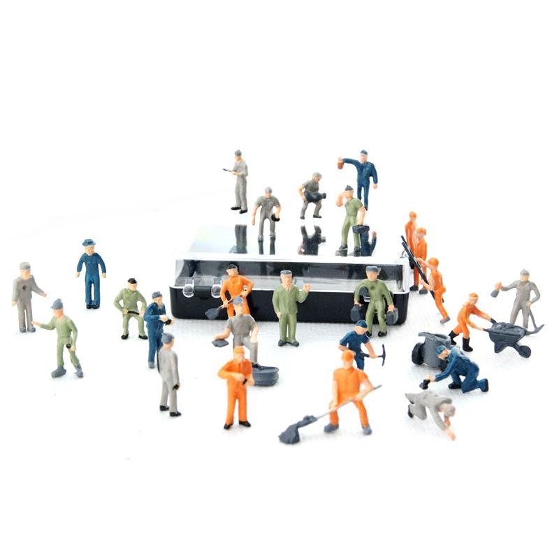 25pcs 1:87 Scale Miniature Figures Model Railway Worker Miniature Figures Architectural Train Landscape People ABS Layout 22mm