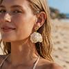 Summer Boho Shell Spiral Conch Drop Earrings For Women Men Acrylic Spiral Seashell Dangle Earrings Ocean Beach Fashion Zircon