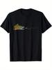 Fly Fishing Trout Dry Fly Graphic T-shirt - Black Casual Short Sleeve Round Neck Tee for Summer Outdoor Activities