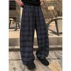 American Retro Plaid Pants Men's Summer Thin Cool Loose Wide-leg Pants Advanced Lazy Wind Thin Straight-leg Pants