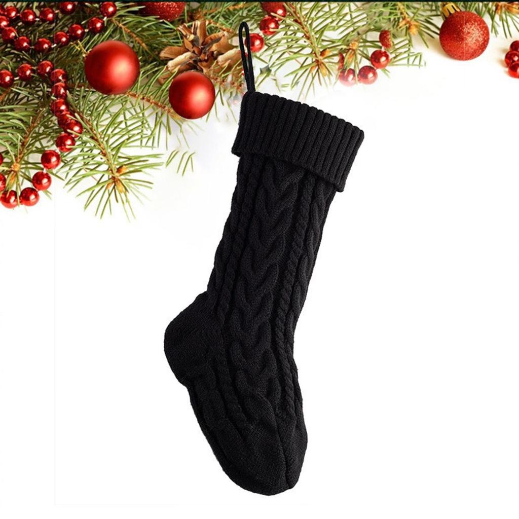 Cute Christmas Stocking, Solid Color  Dough Twists Knitting Stockings Christmas Stockings Pendant  Christmas Stocking For Fireplace, Shop Window,