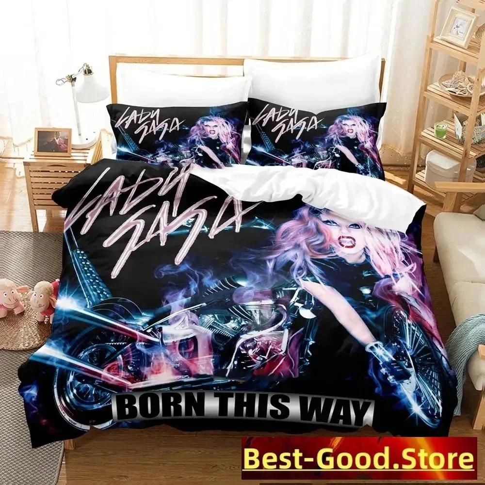 3D Lady Gaga Beding Set Printed Bed Linen Set With Pilowcase Bed Soft Duvet Cover Soft Single Double Quen Super King-Sized Dimensionsd Dimensions Boys