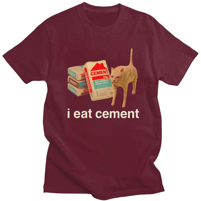 Ich esse Zement Absurdes Katzen Meme T-Shirt Unisex Kurzarm T-Shirts Streetwear Lässiges Grafik-T-Shirt Reine Baumwolle Slim Fit Kleidung