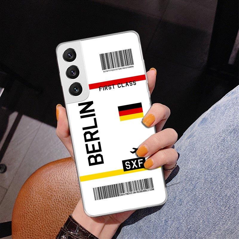 Travel Ticket Label Phnoe Case for Samsung Galaxy S26 S25 Edge S23 S24 Ultra S22 Plus S21 S20 FE Unique Cover Soft Coque Galaxy
