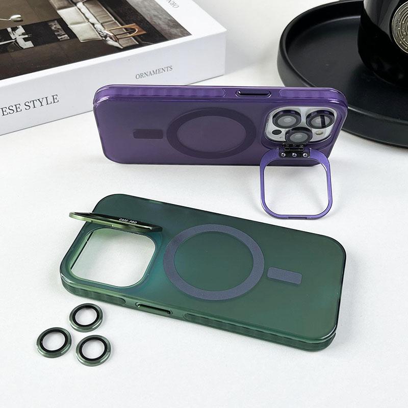 For iPhone 12/12 Pro Case Camera Kickstand IMD PC+TPU Phone Cover Compatible with MagSafe