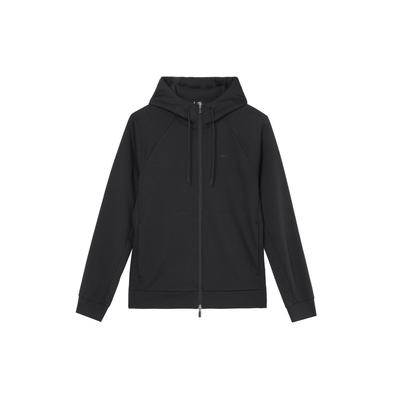 Solid Color Quick-Dry Breathable Logo Embroidered Hooded Zip-Up Long Sleeve Jacket Men Jackets Black FZ0968-010