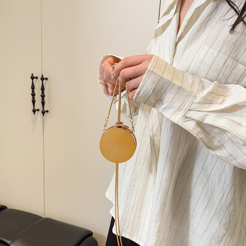 Women's Bag Personalized Mini Acrylic Round Cake Small Bag 2025 New Fashion Glossy Crossbody Lipstick Bag Tide