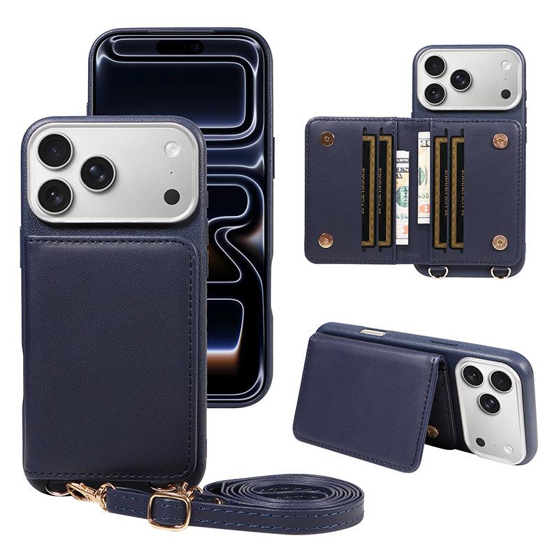 

The new simple solid color card bag mobile phone case is used for IPhone17pro max mobile phone protective case. 6G темно-синий