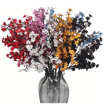 Artificial Babysbreath 5 Fork Realistic Fake Silk Flower Home Office Wedding Party Indoor Outdoor Faux Flower Bloom Plants Decoration