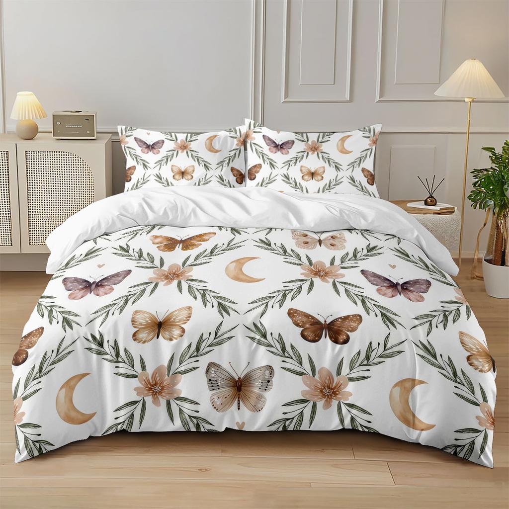 3pcs Spring Beautiful Floral Print Coreless Duvet Cover Set, Multi Size Bedding Decoration, Machine Washable