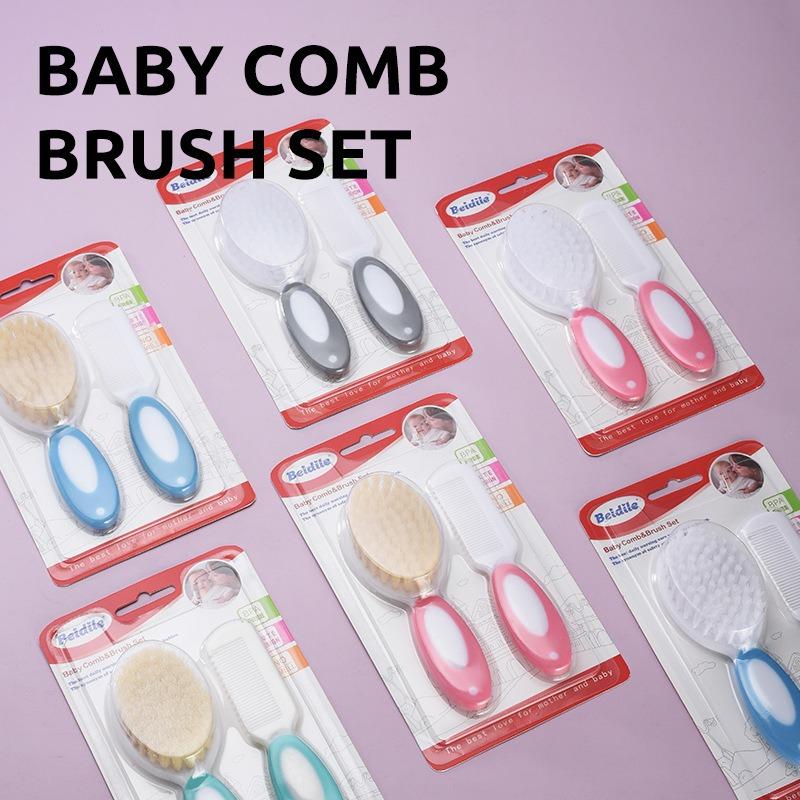 2Pcs/set baby comb brush care set, baby shampoo  soft hair comb to remove fetal ringworm, cleaning brush