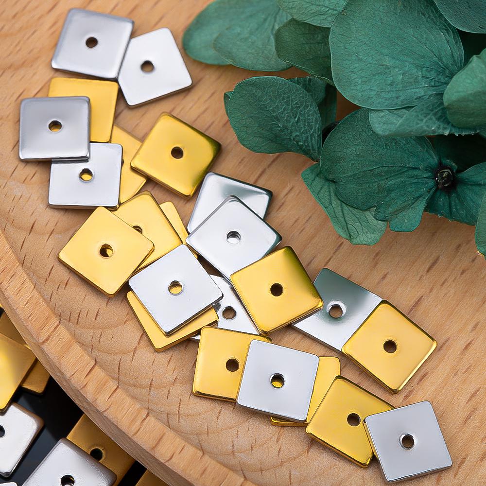 50pcs 8mm Stainless Steel Flat Square Spacer Bead Separator Beads for Bracelet Necklace Jewelry Making Accessories Wholesale