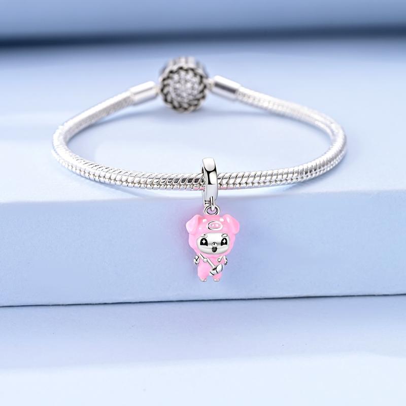 925 Silver Cartoon Doll Theme Series Pendants Bear Piggy Wizard Dwarf Charms Fit Original Bracelet Necklace Jewelry