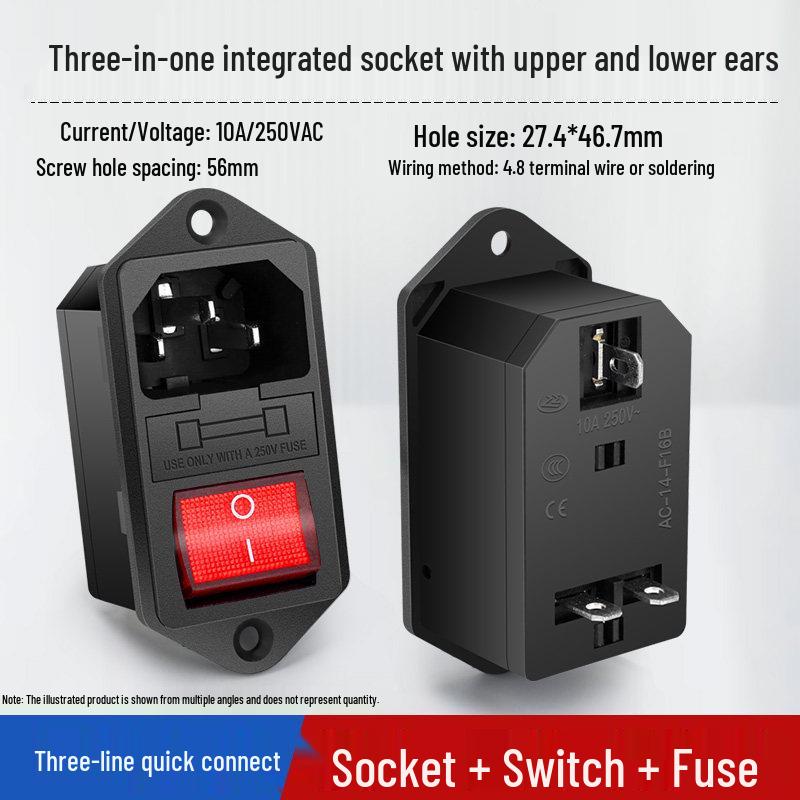 Integrated Power Socket with Male/Female Plugs, Switch, and Charging Port for Industrial Cabinet