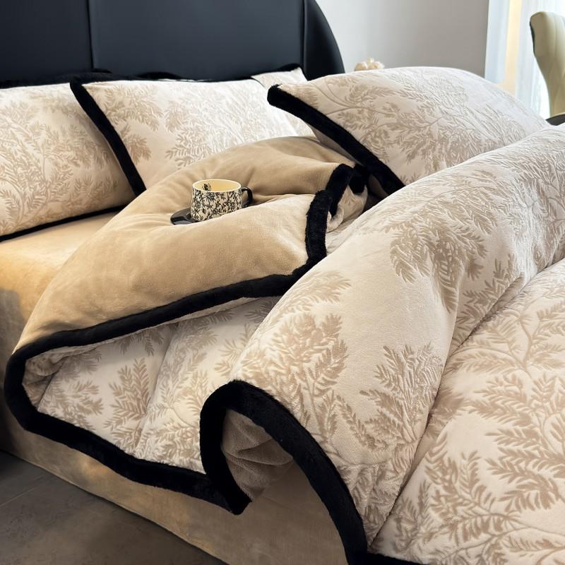 Winter Fleece Bedding Set Milk Velvet Rabbit Trim Double Sided Thick All