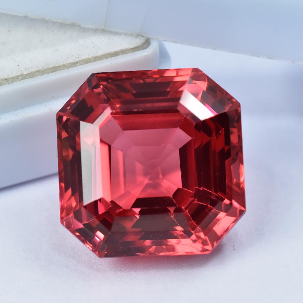 Stunning Natural Padparadscha Sapphire 50 Ct Square Certified Loose Gemstone