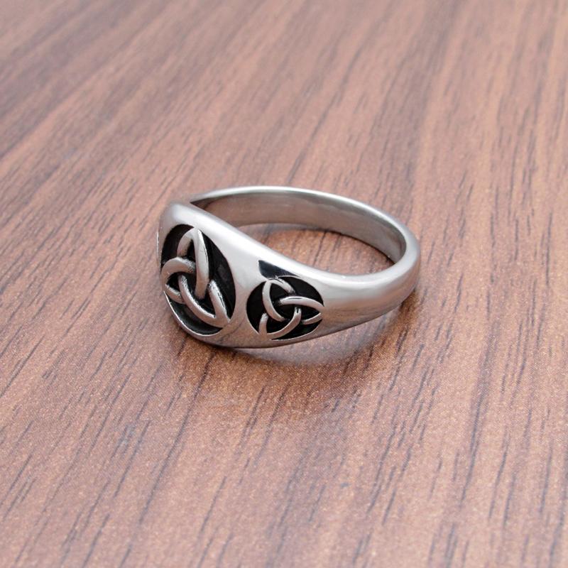 Vintage Celticský symbol Triquetra Nerezová ocel Pánské prsteny Prsten s uzlem Trinity Amulet Severské Biker Šperky Dárky