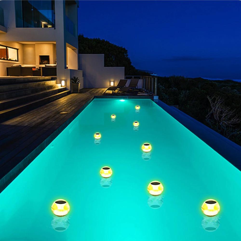 Solar Water Floating Lamp Floating Pool Light Color Changing Pool Landscape Lamp IP65 Waterproof Last Up To12H for Swimming Pool