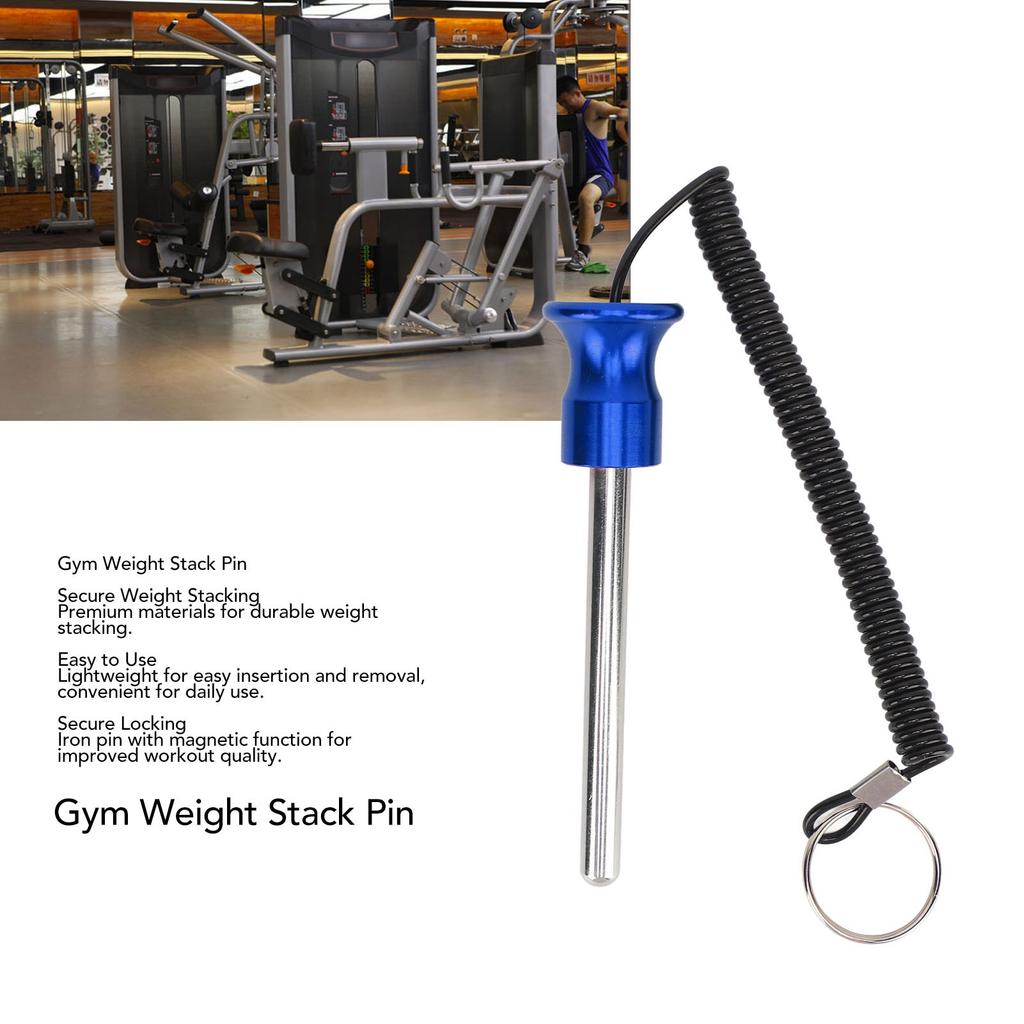 Gymviktsstapelstift med snöre Förbättrad Säkerhet Väljarlåsstift Gymtillbehör för Träning Fitness Motion Blå 10 mm 100 mm